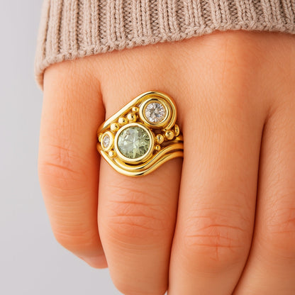Golden Green Zirconia Ring
