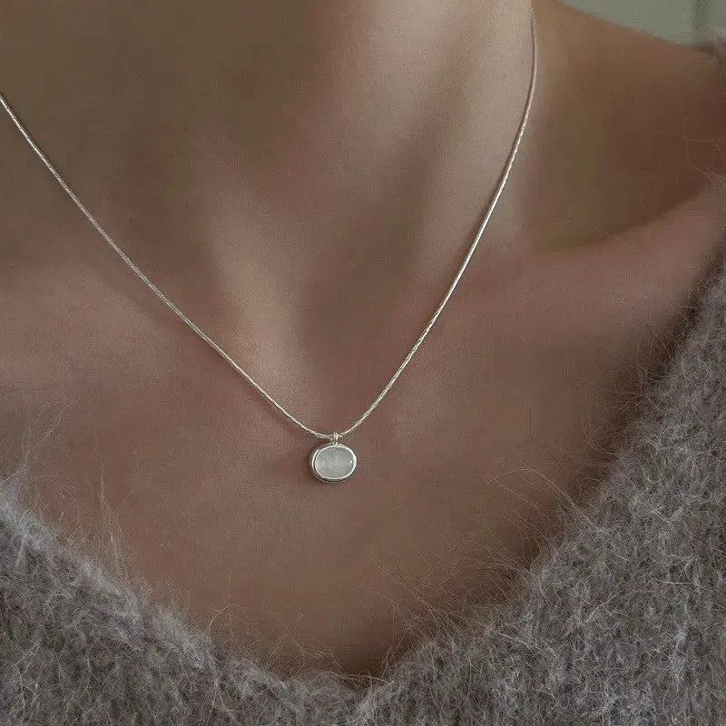 Classic Solitaire Pendant Necklace in Silver