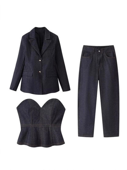 Strapless + Anzug + Jeans