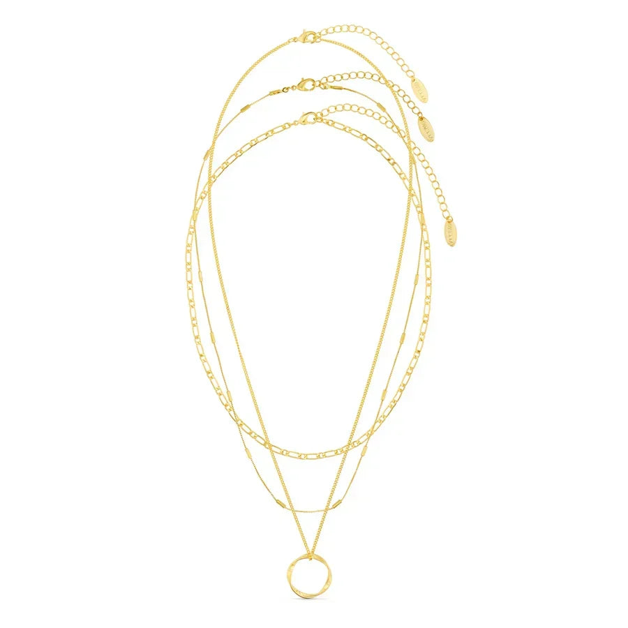 Open Circle Three Row Necklace