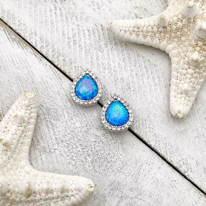 Aretes Gota en Ópalo y Plata