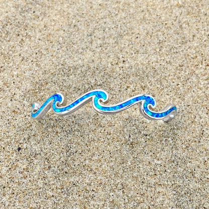 Brazalete Triple Ola en Ópalo y Plata