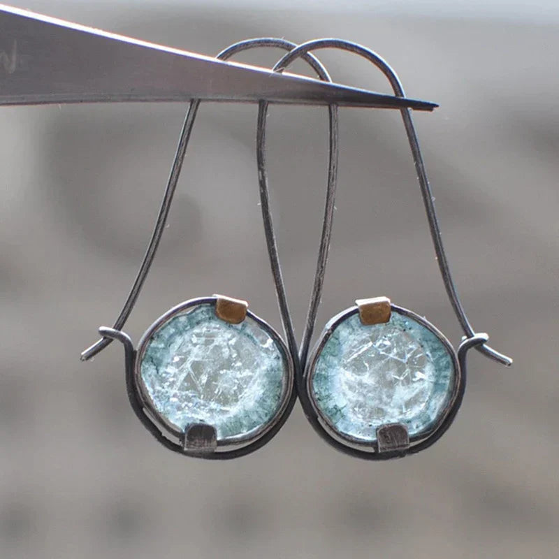 Aretes de Cristal de Luna en Plata