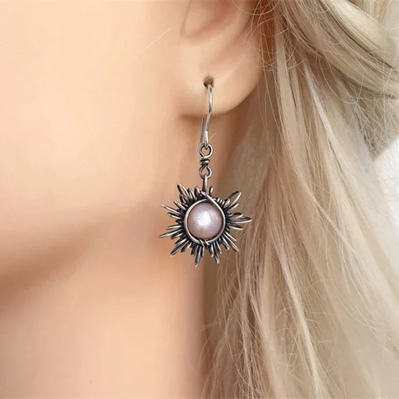 Aretes Bohemios de Sol y Luna en Plata