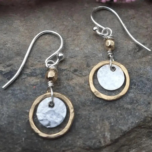 Aretes Redondos en Oro y Plata Vintage