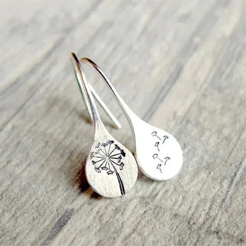Dandelion Leaf Earrings Made of Silver
