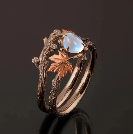 Golden Branch Maple Leaf Ring