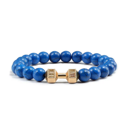 Blue turquoise gold dumbbells
