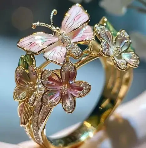 Delicate Gold Color Flower Butterfly Rings for Party Accessories Gifts Custom Jewelry