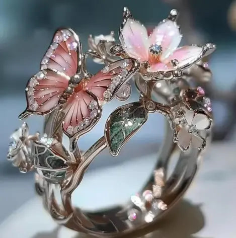 Delicate Gold Color Flower Butterfly Rings for Party Accessories Gifts Custom Jewelry