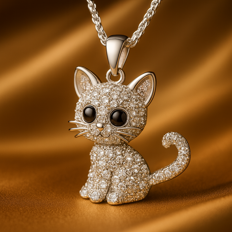 Silver Kitten Pendant Necklace