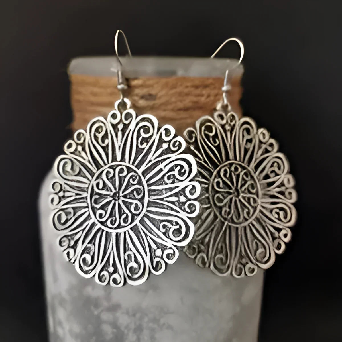 Hollow Mandala Rounded Earrings