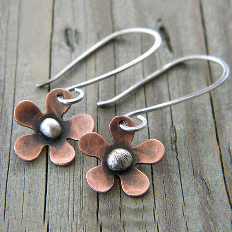 Aretes Flor Vintage en Plata