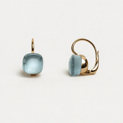 Blue Inlaid Zirconia Earrings