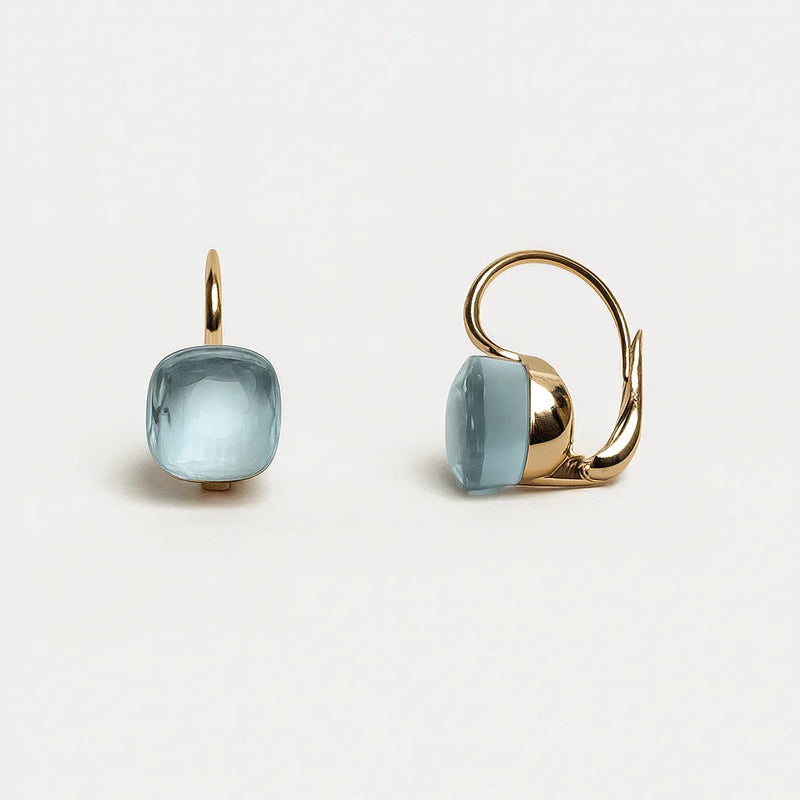 Blue Inlaid Zirconia Earrings