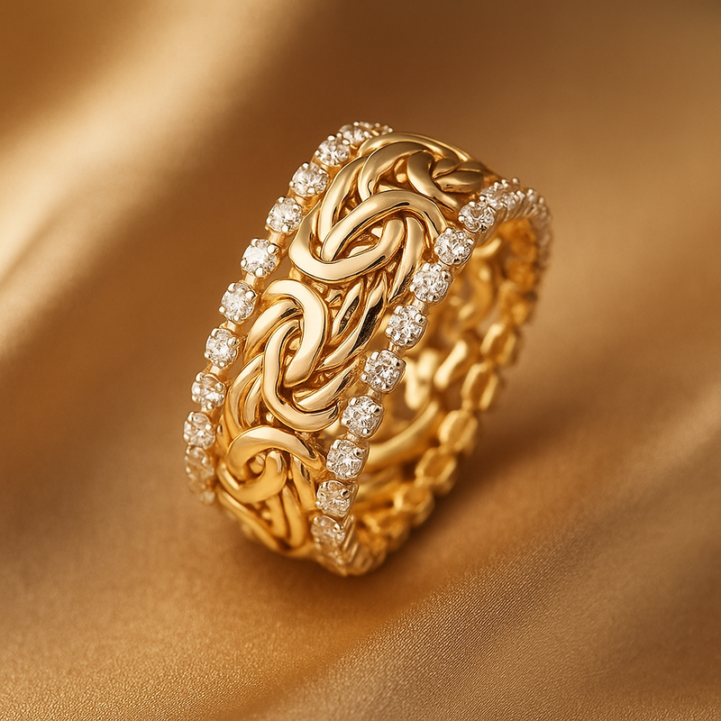Gold Braided Zirconia Ring – Style