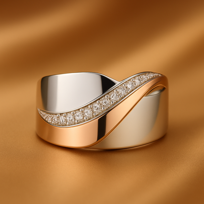 Rose Gold & Silver Zirconia Ring