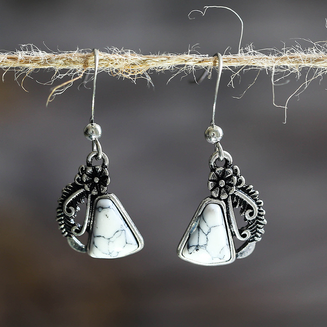 Stone Earrings in Silver