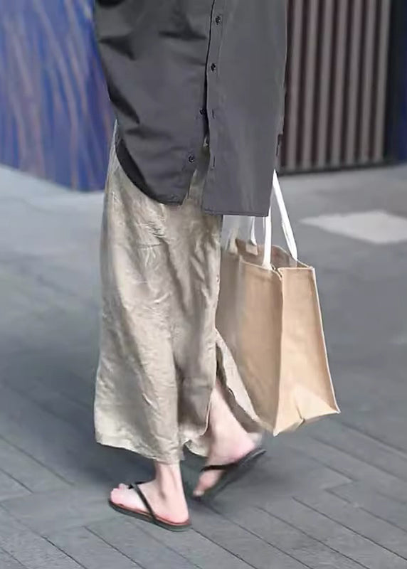 Jacquard Khaki High Waist a Line Skirts Summer