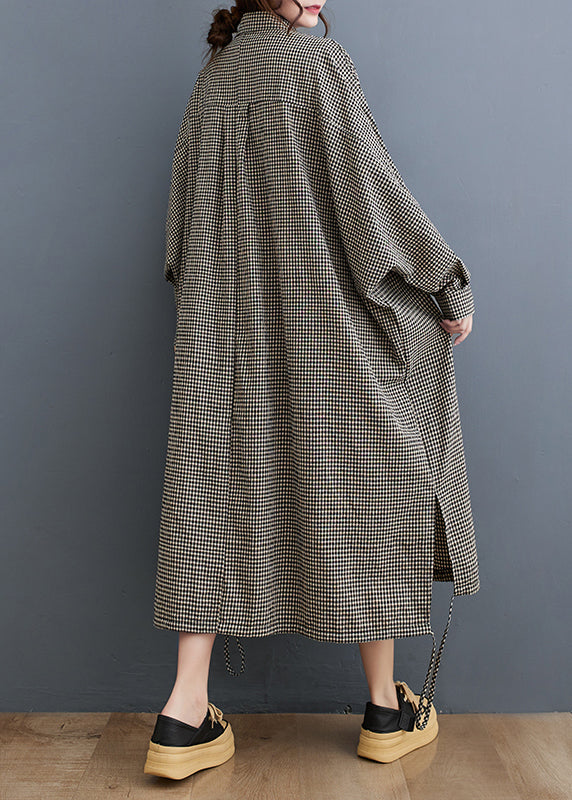 Peter Pan Collar Plaid Cotton Shirts Dress Fall