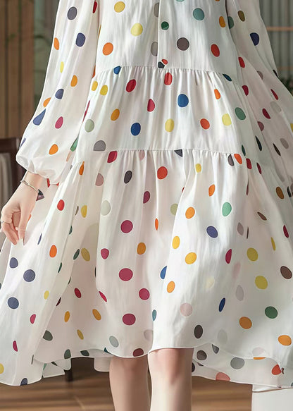 White Oversized Print Cotton Vacation Dresses Fall