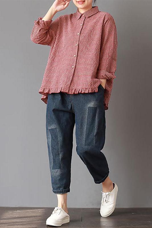Limited Stock- Plaid Hand-made Linen Cotton Loose Shirt