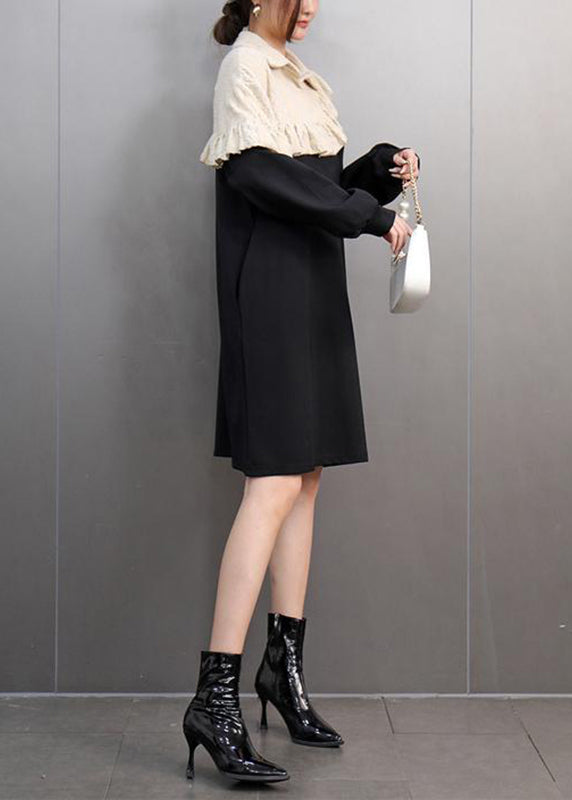 Colorblock Ruffled Patchwork Long Dress Spring