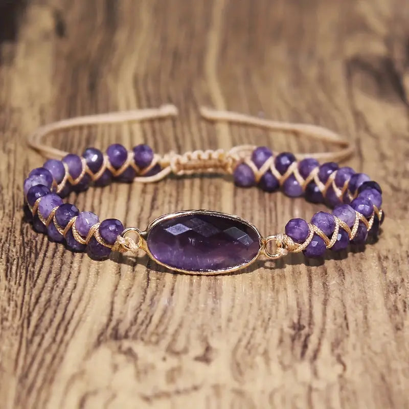 Natural Stone Charm Beaded Bracelet