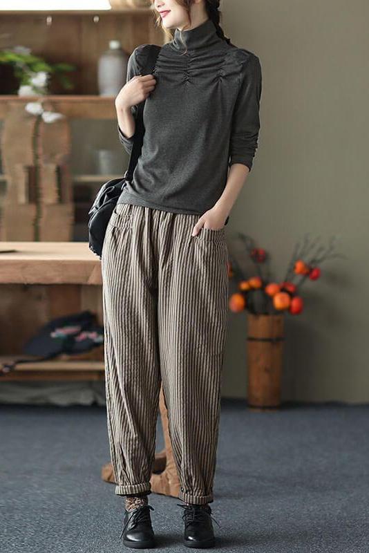 Limited Stock- Winter Pocket Retro Striped Pants