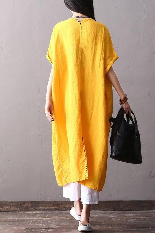 Cotton Linen Maxi Dresses Loose Clothes