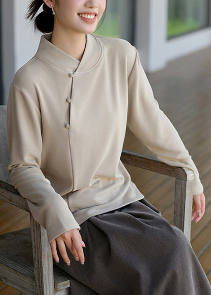 Red Stand Collar Warm Cotton Shirt Spring