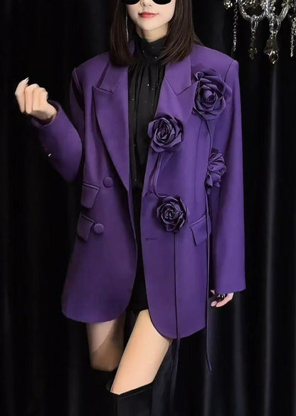 Italian Purple Pockets Decorated Suit Coat Fall