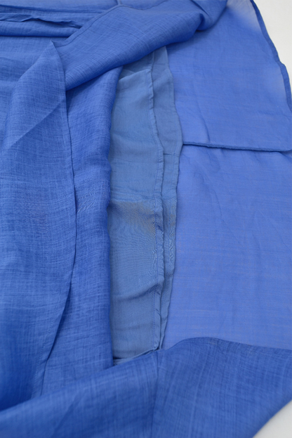 Summer Klein Blue Ramie Dress Loose Balloon Sleeve Long Dress