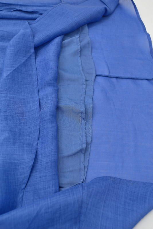 Summer Klein Blue Ramie Dress Loose Balloon Sleeve Long Dress
