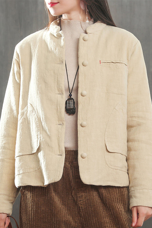 Winter Jacket Retro Linen Padded Jacket