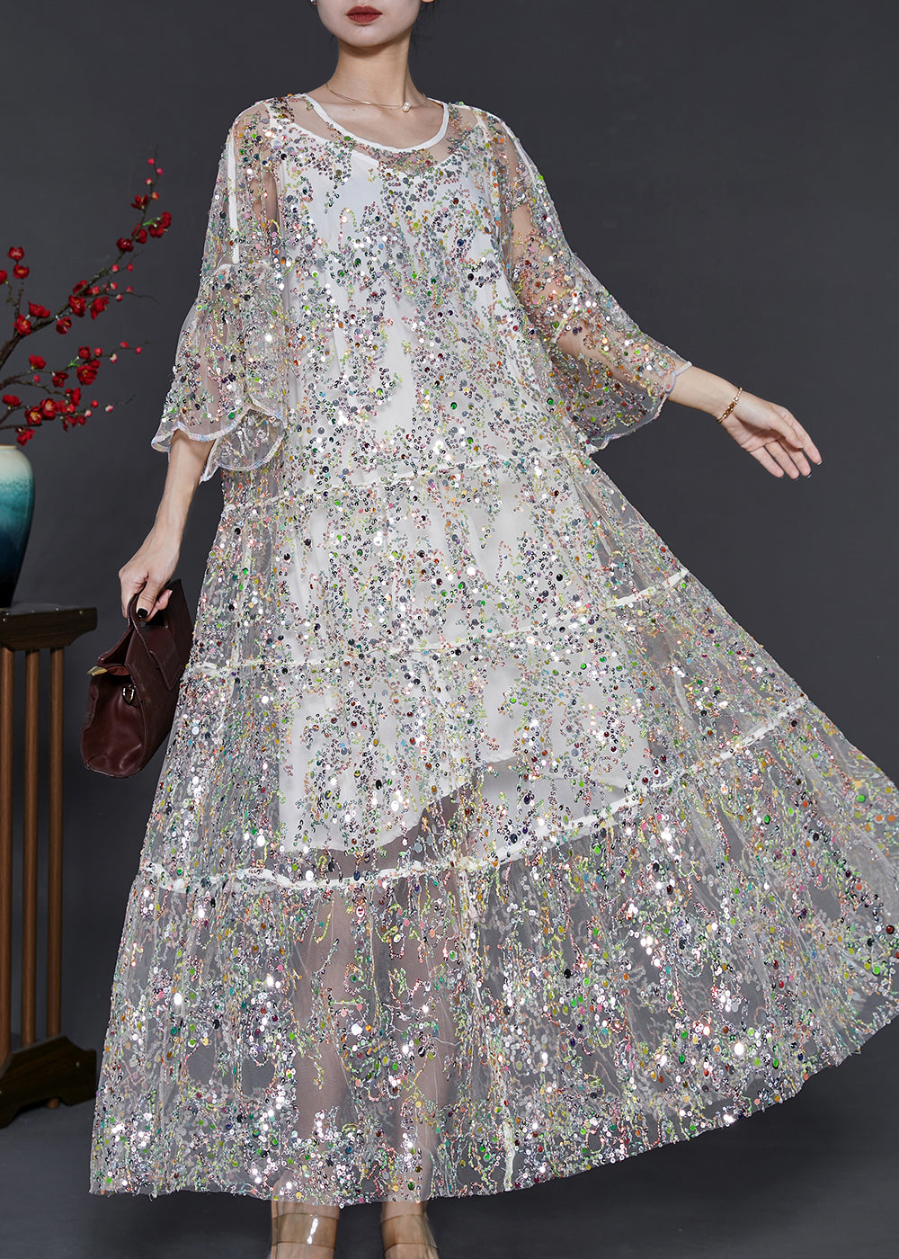 Apricot Sequins Tulle Holiday Dresses Summer