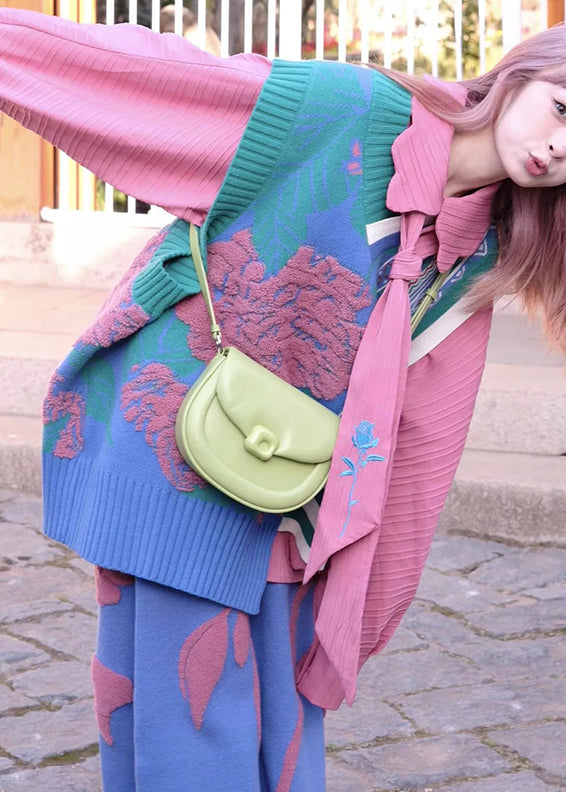 Loose Shirt Vest and Skirts Knitted Three Piece Set Winter