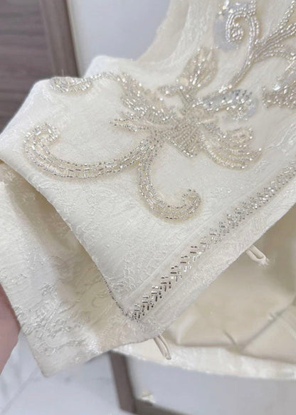 Chinese Style Beige Embroidered Patchwork Sequins Waistcoat Fall