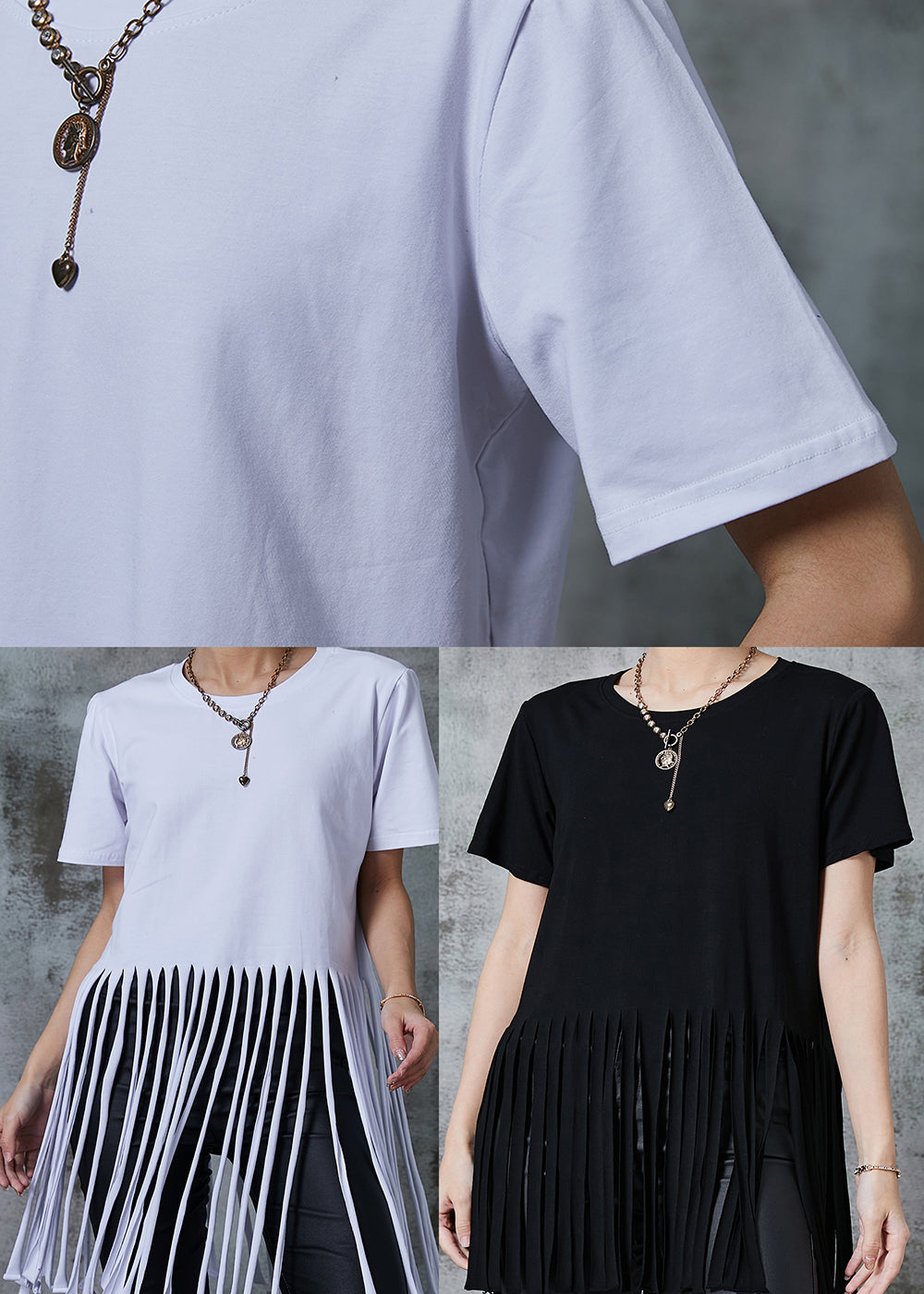 White Loose Cotton Tank Tops Tasseled Summer