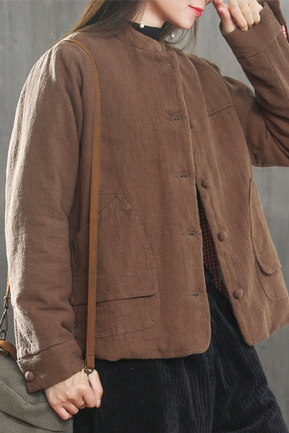 Winter Jacket Retro Linen Padded Jacket