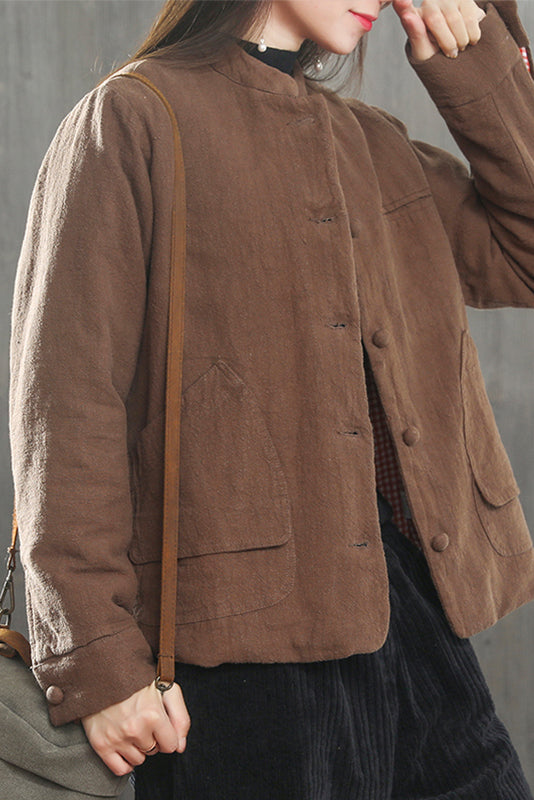 Winter Jacket Retro Linen Padded Jacket