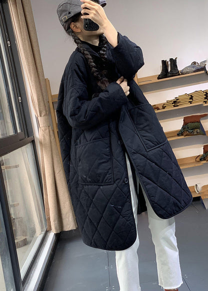 Italian Black Oversized Cozy Fine Cotton Filled Witner Coats