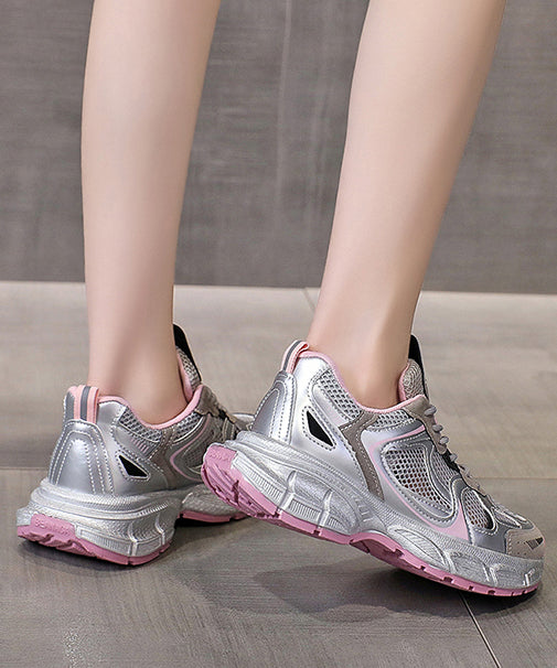 Splicing Platform Sport Shoes Pink Breathable Mesh
