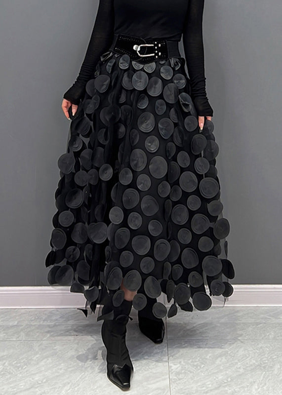 Black Dot Patchwork Tulle Skirt Fall