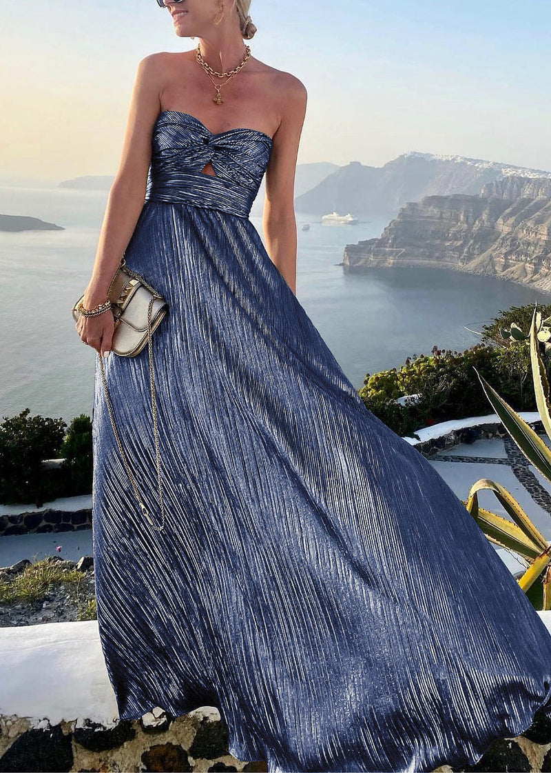 European and American Gold Strapless Dress
