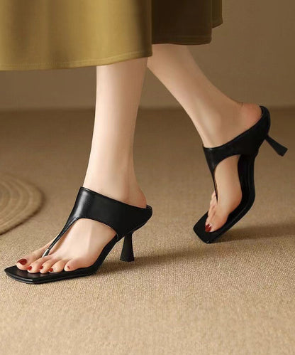 Green High Heel Flip Flops Faux Leather