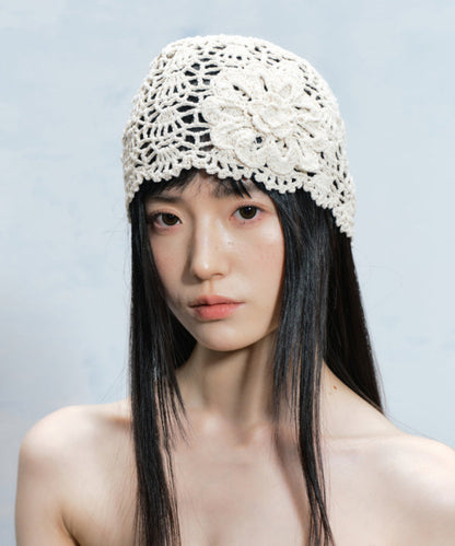 Summer New Flower Hollow Knitted Boonie Hat