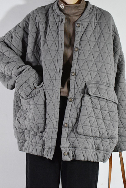 Winter Retro Rhombus Plaid Cotton Coat