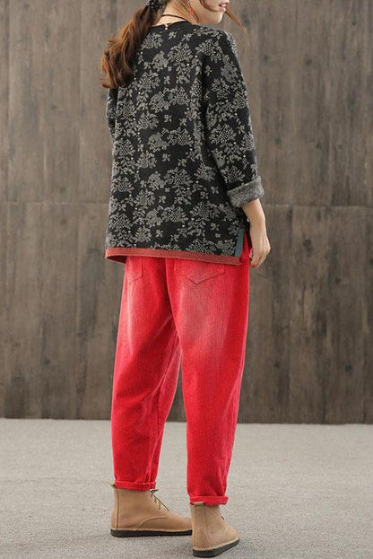 Autumn Knitted Pocket Split Hem Sweater