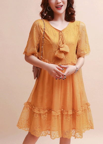 Diy Purple Ruffled Embroidered Silk Dress Summer